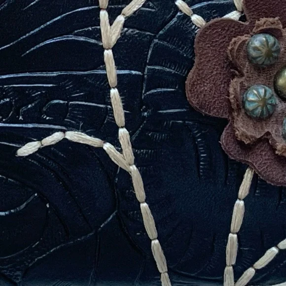 MONTANA WEST Southwestern Floral Turquoise Brown Black 3D Floral Flowers Wallet - Picture 16 of 16